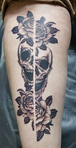 Skull and roses